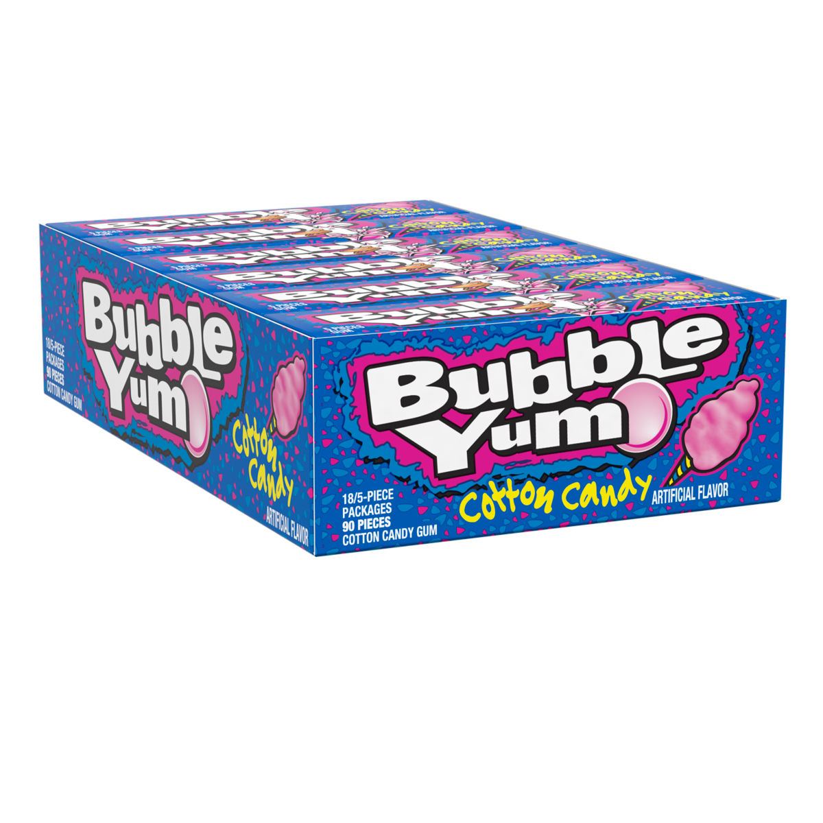 Bubble Yum Cotton Candy Flavored Gum Standard Pack, 5-Piece, 1.4  Oz 18 ct